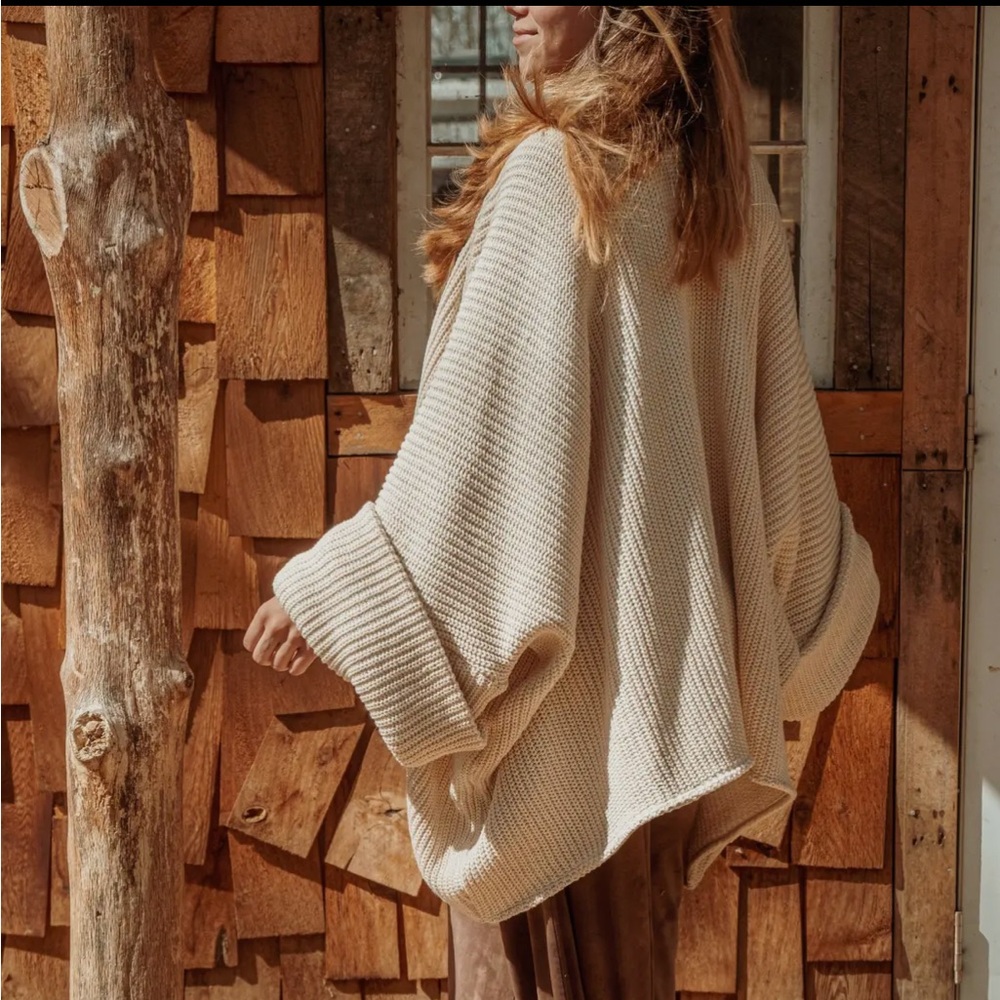 Like New Gardenbelle 100% Organic unbleached cotton oversized Cardigan USA made - Picture 10 of 16